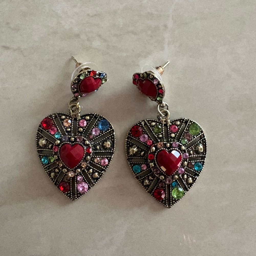 Multicolor Heart Drop Earrings